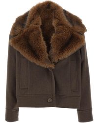 Kaos - Cropped Faux Fur Collar Jacket - Lyst