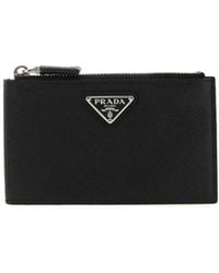Prada - Logo Plaque Zip-Up Cardholder - Lyst