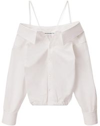 Alexander Wang - Button-Up Off-Shoulder Top - Lyst