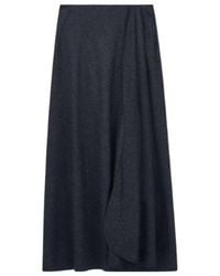 Giorgio Armani - Skirt Long Flannel Wool And Cashmere With Side Drape - Lyst