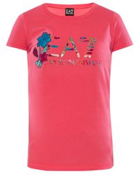 EA7 - Floral Pattern T-Shirt - Lyst