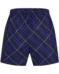 Burberry - Checked Swimming Trunks - Lyst