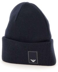 Emporio Armani - Logo Patch Turn-Up Brim Beanie - Lyst