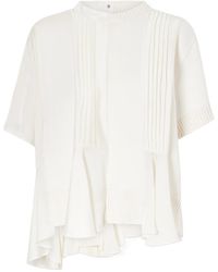 Sacai - Patchwork Ruffled Chiffon Cotton Blend Top - Lyst