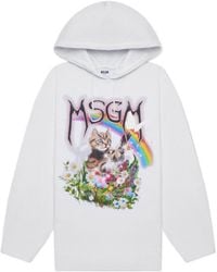 MSGM - Logo Hooded Sweater - Lyst