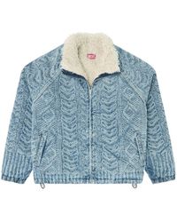 DIESEL - D-Kraps- Cable-Knit-Effect Denim Jacket - Lyst
