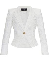 Balmain - Single Buttoned Lace Detailed Blazer - Lyst