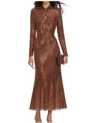 Self-Portrait - Rhinestone-Embellished Long-Sleeve Midi Dress - Lyst