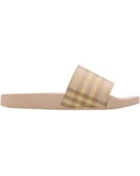 Burberry - Check-Pattern Slides - Lyst