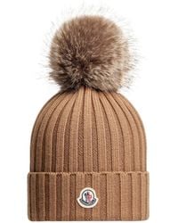 Moncler - Logo Patch Pom-Pom Beanie - Lyst