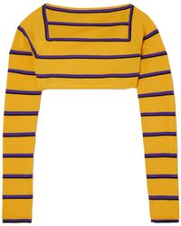 PUCCI - Stripe-Jacquard Wool Cropped Top - Lyst