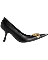 Balenciaga - Logo Plaque Pointed-Toe Heels - Lyst
