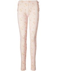 Simone Rocha - Ruffled Floral-Print Pointelle-Knit Cotton-Jersey Leggings - Lyst