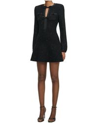 grey leaf sequin mini dress Self Portrait Sequin Dress Grays Women's Grey Leaf Sequin Mini Dress A-Line Fit & Flare V-Neck Cap Sleeve Self Portrait Clothing