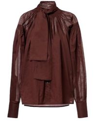 Plan C - Tie-Neck Cotton Blouse - Lyst