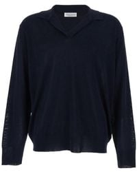 Roberto Collina - Open-Collar V-Neck Knitted Sweater - Lyst