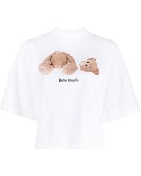 Palm Angels - Bear Print Cropped T-Shirt - Lyst