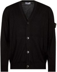 Stone Island - Compass-Motif Virgin Wool Cardigan - Lyst