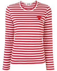 COMME DES GARÇONS PLAY - Striped Logo-Patch T-Shirt - Lyst