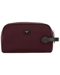 Emporio Armani - Fabric Beauty Case With A Side Handle And A Zip Closure - Lyst