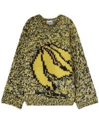 Ganni - Wool Hand-Knitted Crew Neck Sweater - Lyst