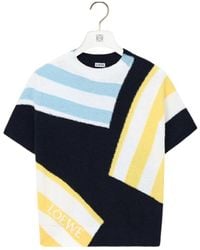 Loewe - Striped-Details Knitted Cotton T-Shirt - Lyst