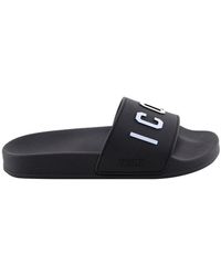 DSquared² - Icon-Print Flat Slides - Lyst