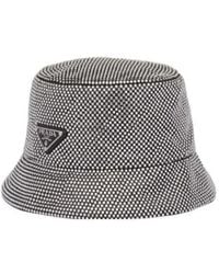 Prada - Embellished Logo Plaque Bucket Hat - Lyst
