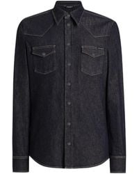 Dolce & Gabbana - Curved Hem Denim Shirt - Lyst