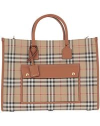 Burberry - Freya Checked Medium Tote Bag - Lyst
