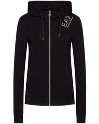 EA7 - Logo-Print Zipped Hoodie - Lyst