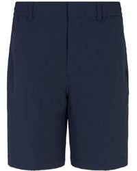 Emporio Armani - Seersucker Elastic-Waist Shorts - Lyst