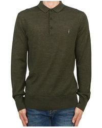 AllSaints - Long-Sleeved Polo Shirt - Lyst