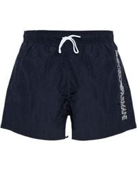 Emporio Armani - Logo Patch Drawstring Swim Shorts - Lyst