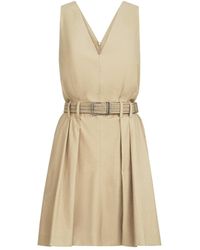 Brunello Cucinelli - Belted V-Neck Mini Dress - Lyst