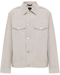 BOSS - Long-Sleeved Lapel Leather Jacket - Lyst
