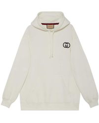 Gucci - Gg Logo Motif Embroidered Hoodie - Lyst