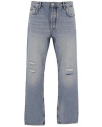 Emporio Armani - Distressed Straight-Leg Jeans - Lyst