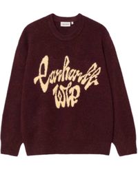 Carhartt - Cream Script Logo Knit Sweater - Lyst