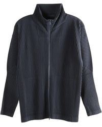 Homme Plissé Issey Miyake - Homme Plissé Issey Miyake Pleated Basics Zip-Up Cardigan - Lyst