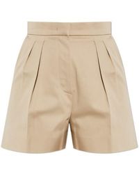 Max Mara - Mxmtabacco Pleated High-Waist Shorts - Lyst