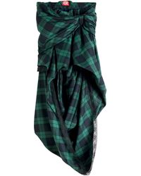 DIESEL - Draped Tartan Midi Skirt With Lace-Trim - Lyst