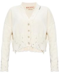 Marni - Distressed Cropped Knitted Cardigan - Lyst