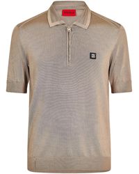 BOSS - Short-Sleeved Zip-Up Polo Shirt - Lyst