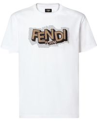 Fendi - Roma Logo Print T-Shirt - Lyst