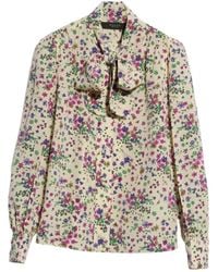 Gucci - Printed Silk Shirt With Bow - Lyst