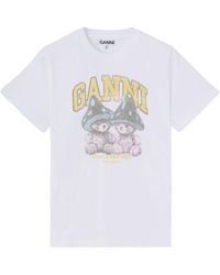 Ganni - Mushroom Teddy Graphic T-Shirt - Lyst