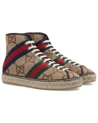 Gucci - Jumbo Gg Lace-Up High-Top Espadrille Sneakers - Lyst