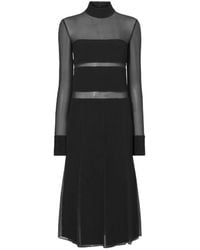 Proenza Schouler - Sheer-Panel Pleated-Skirt Midi Dress - Lyst