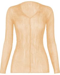 Issey Miyake - V-Neck Ruffled T-Shirt - Lyst